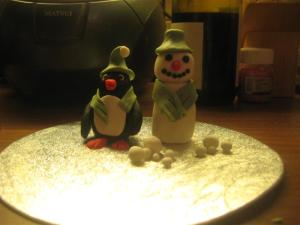 Penguin and Snowman Sugarpaste Figures